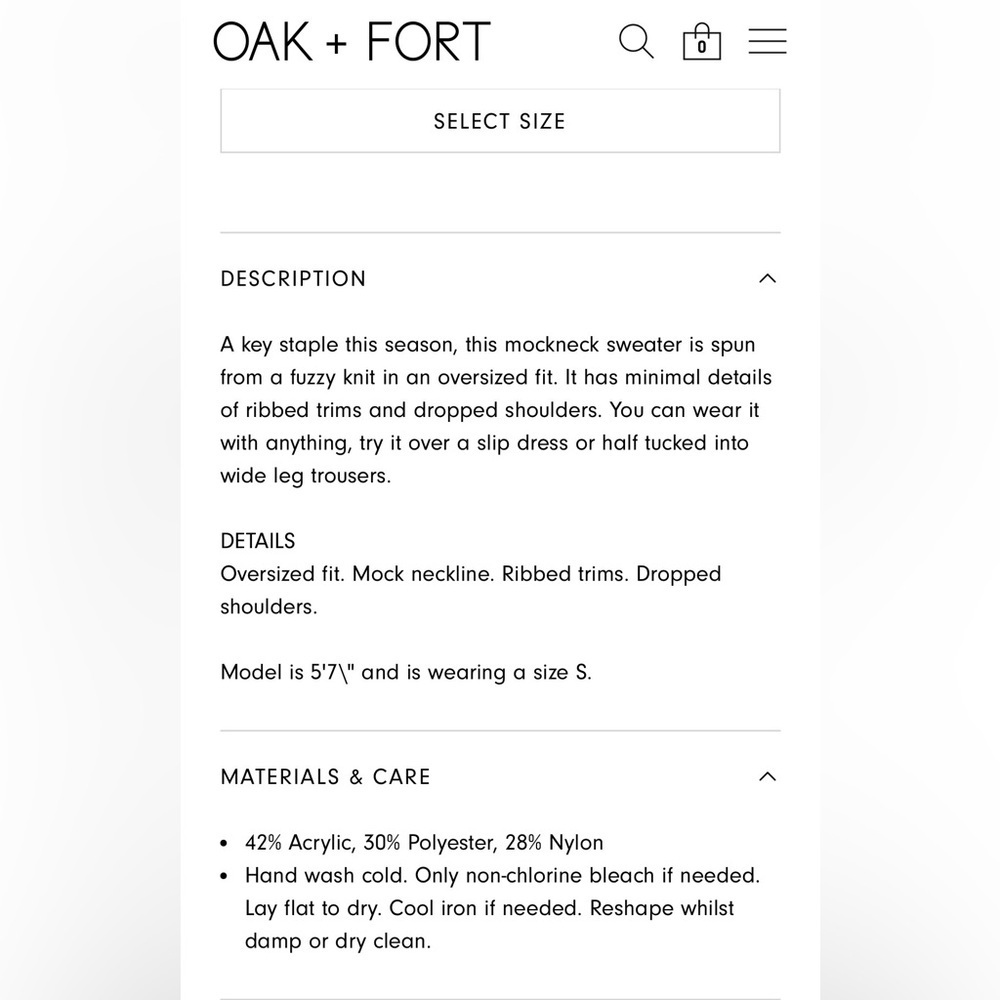 Oak + Fort Mockneck Sweater in Coffee Bean, Size - Picture 8 of 10